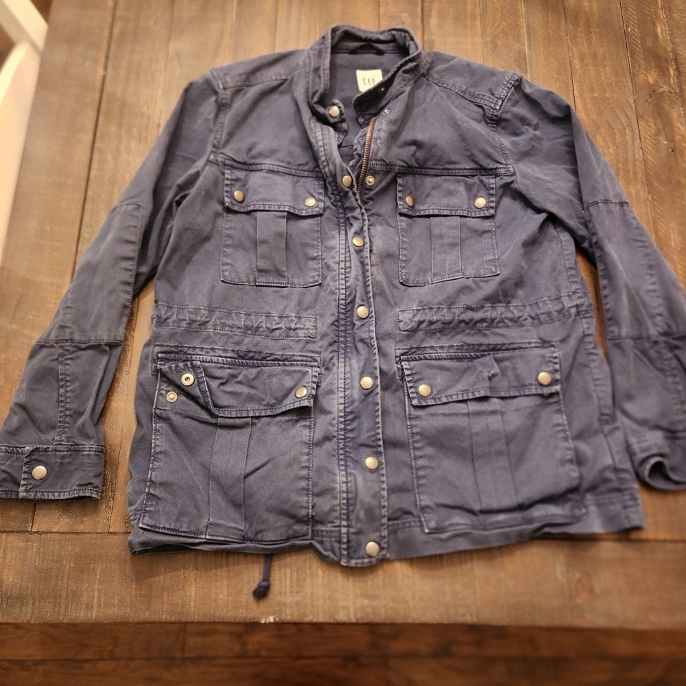 Oversized Stressed Gap Blue Utility Jacket Sz Small
